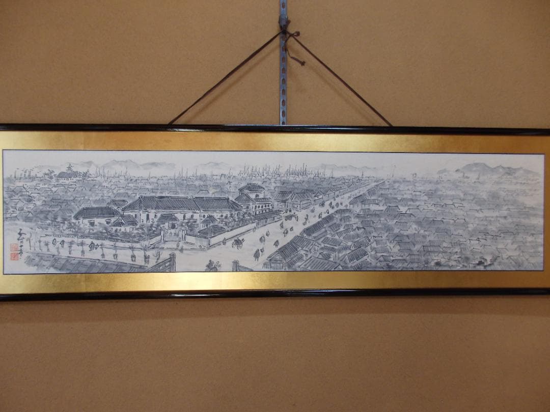 貴重 高橋五仙子　墨画『東堀』思い出の新潟百景 紙本 直筆本物保証 扁額