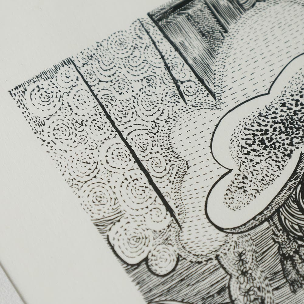 池上隆 直筆サイン 細密 鉛筆画 潮騒 額装 2号 共シール