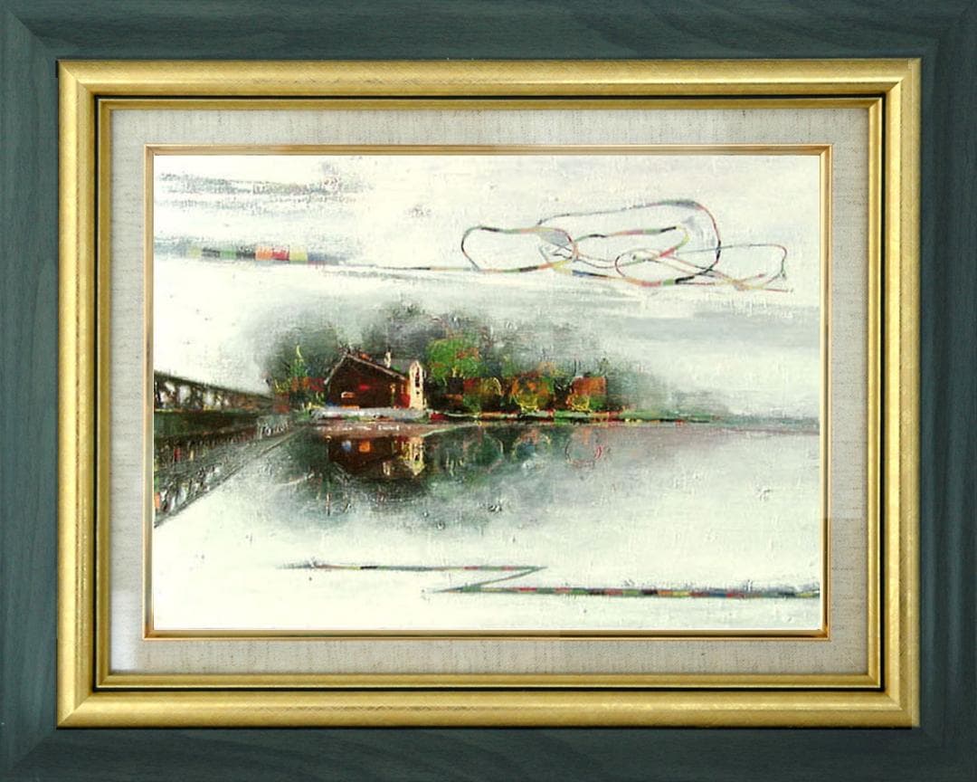 油絵 菅家令子 絵 絵画 インテリア uF6-062803 風景 橋