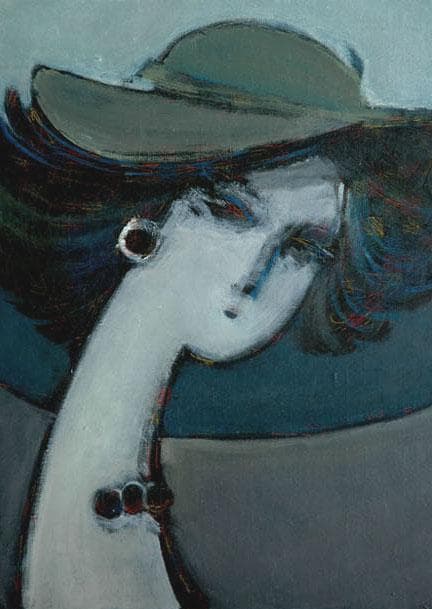 油絵 絵 絵画インテリア 額付(青緑＋金色の枠) F4-052213 人物 女性