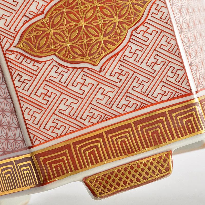 茶道具　九谷焼　西野昭弘　昭月造　本金赤細書小紋　香炉　共箱　U　R6040