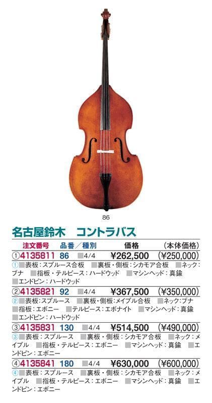 【近県中高大生 引取限定】SUZUKI NO.92 コントラバス（1977年製）