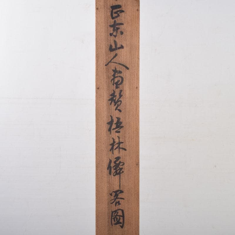 掛軸　田能村正東山人画賛　山水人物漢詩図　共箱　C　8679A