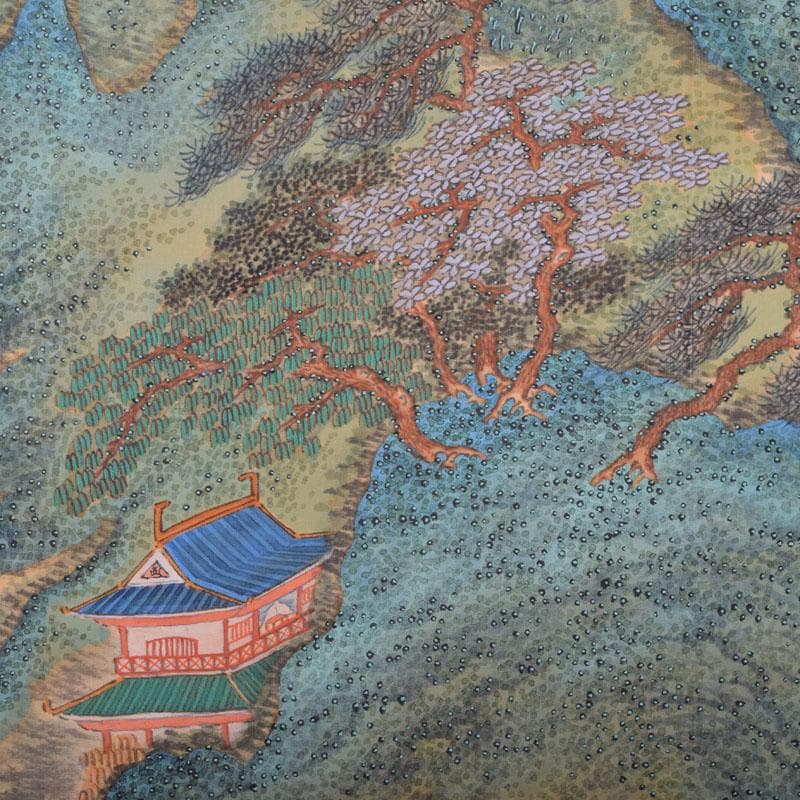 掛軸　田能村正東山人画賛　山水人物漢詩図　共箱　C　8679A