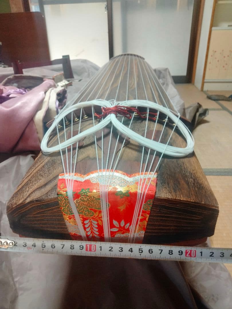 箏 琴 13弦 弦楽器 伝統楽器 お琴 レトロ 詳細不明 琴台 琴枕 琴爪