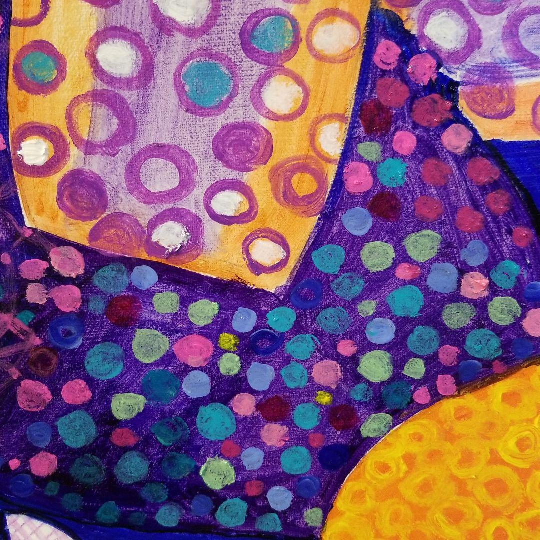 油絵　けい　羽ばたく練習を見る鳥