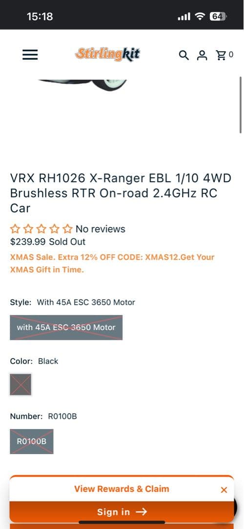 (激レア)VRX Racing RH1026 X-Ranger EBL