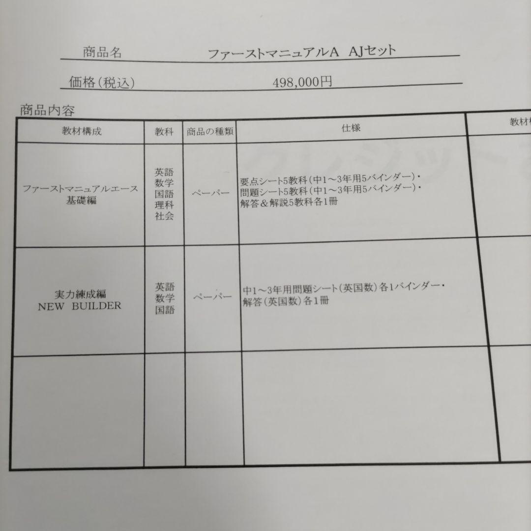 高校受験対策　ファーストマニュアルA　AJセット