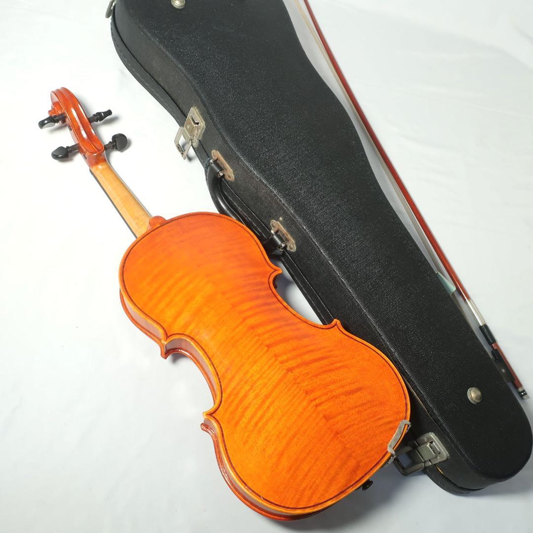 美品 虎杢 4/4 バイオリン 弓 ハードケース付き 弦交換済