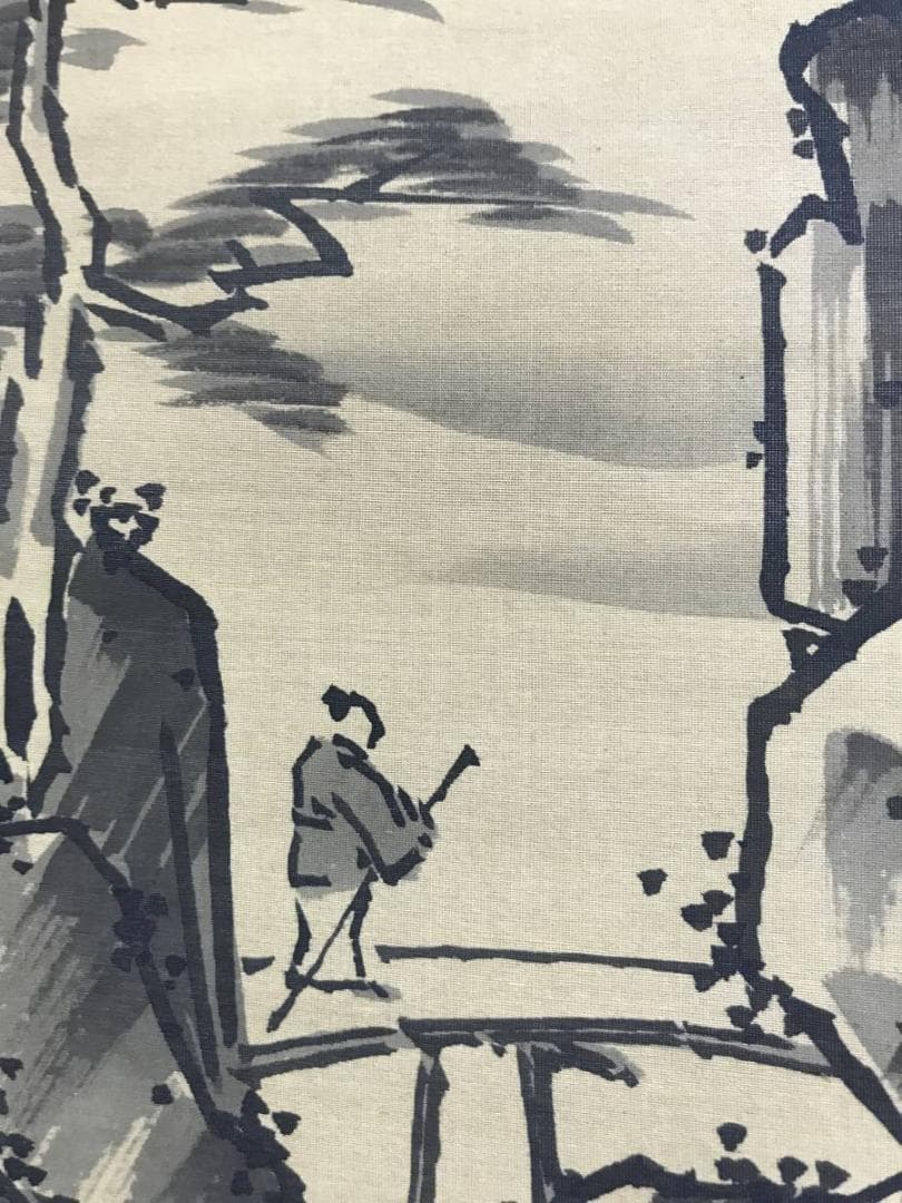 【模写】啓書記/太公望山水図/三幅対/掛軸/名家伝来/AC-770