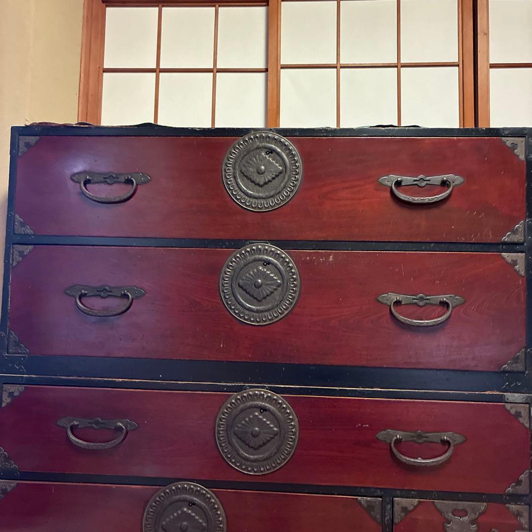 赤色木製箪笥 4引き出し