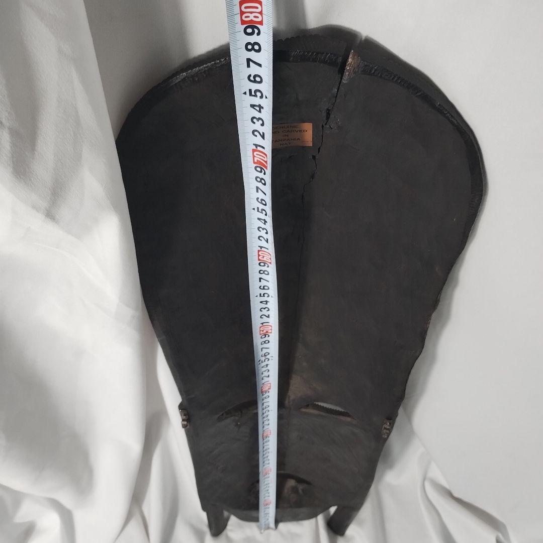 c(亀裂あり)タンザニア 木製 彫刻 木彫り 面　特大