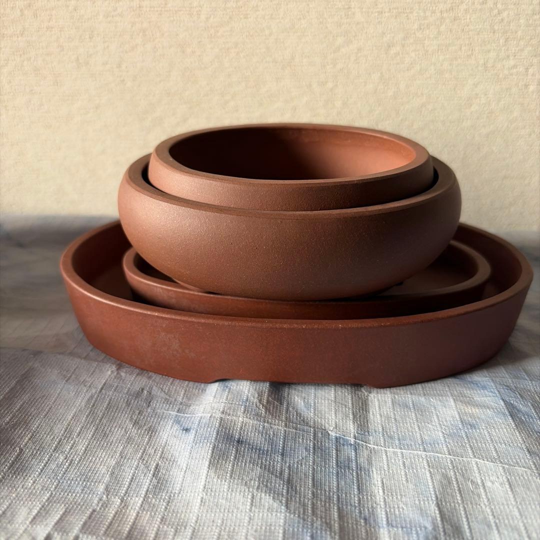 中国宜興　宜興　植木鉢　朱泥　朱砂　中国　アンティーク　盆栽　盆景