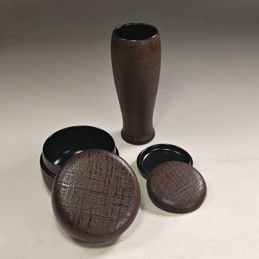 ウ235 茶箱『東山　川瀬表完作』『布摺　利休茶箱　共箱』野点　棗　香合　セット