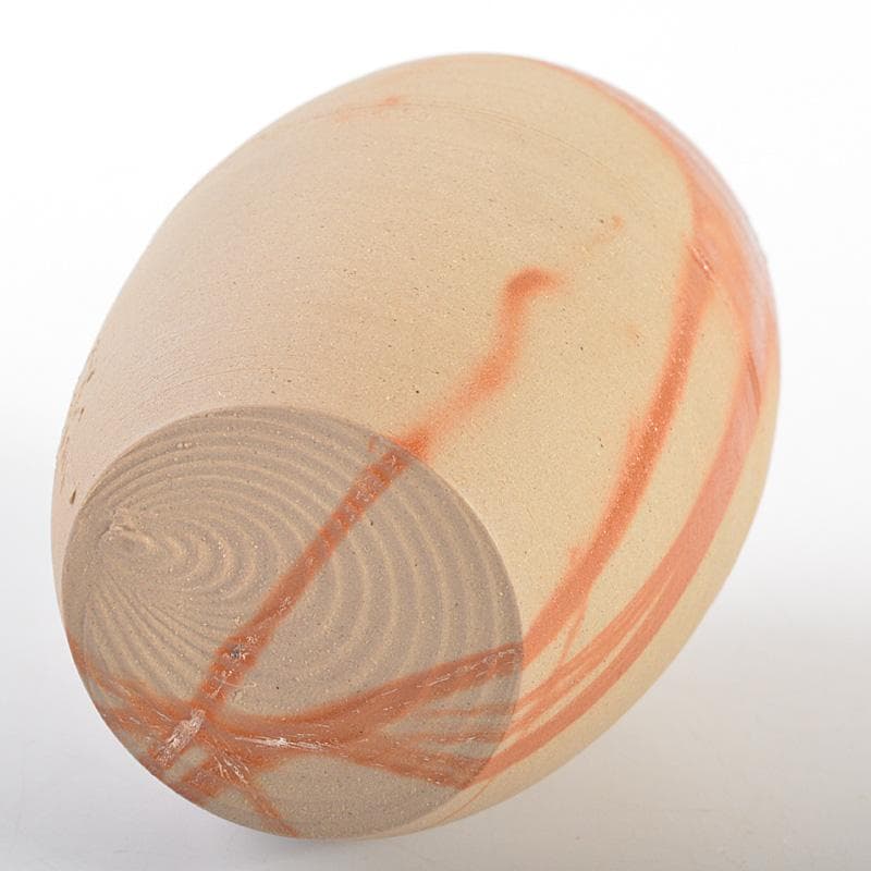 備前焼　木村陶峰作　火欅　肩衝茶入　仕覆付　共箱　V　R6896