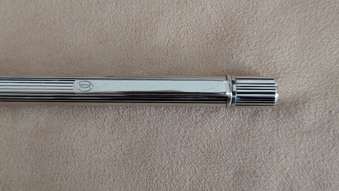 Cartier マスト ドゥ カルティエ ストライプ柄 ボールペン シルバー