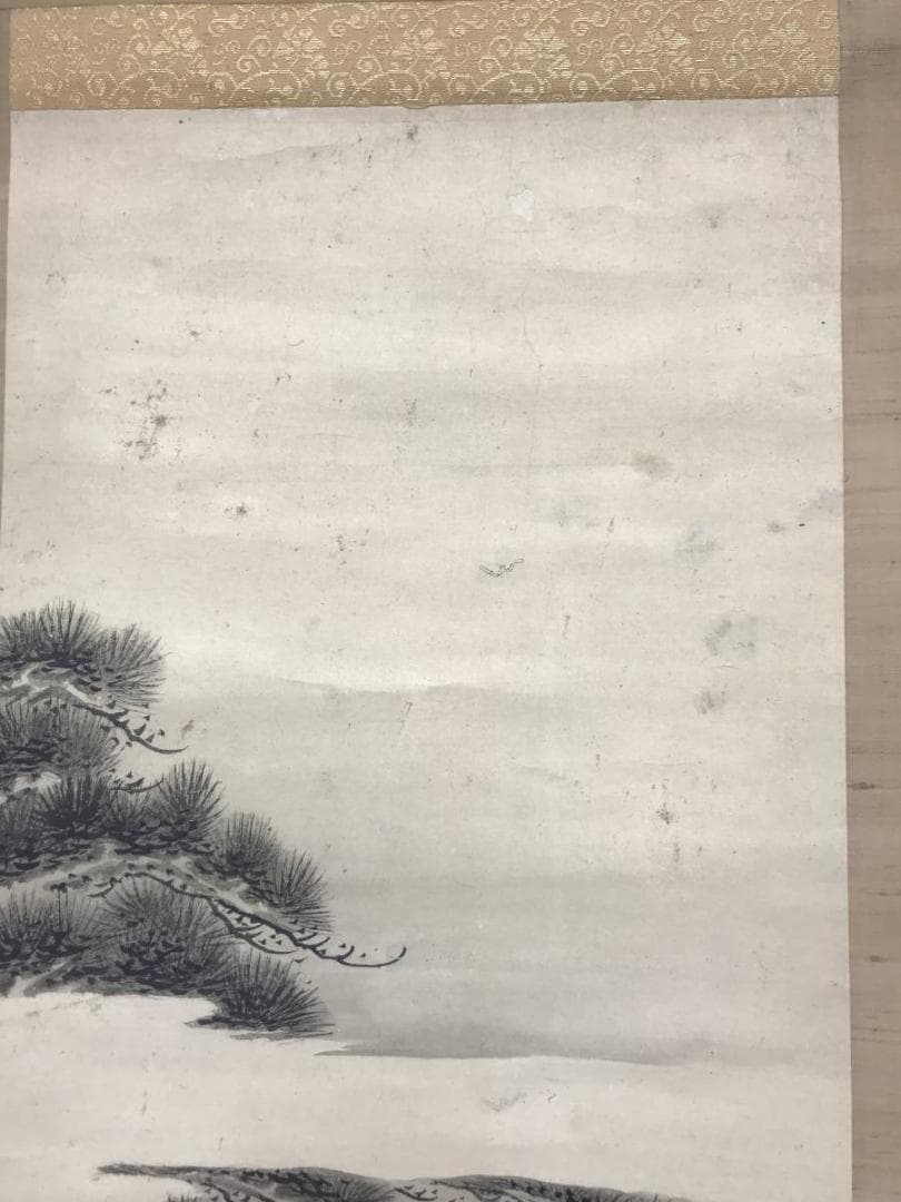 【真作】月岡雪斎/高砂図/江戸後期/正月掛/人物図/掛軸/名家伝来/AC-361