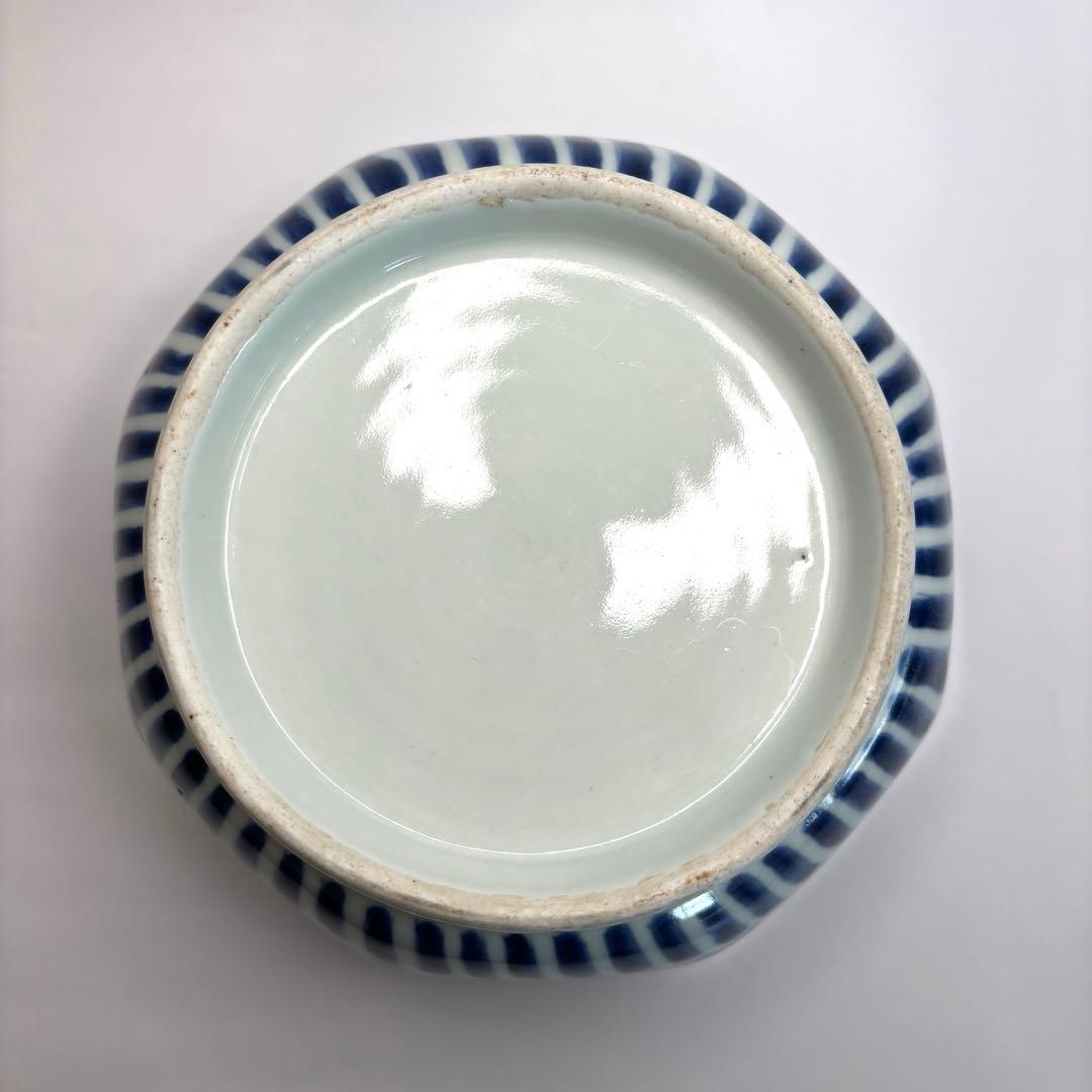 古伊万里　金魚　梅　波　八角鉢