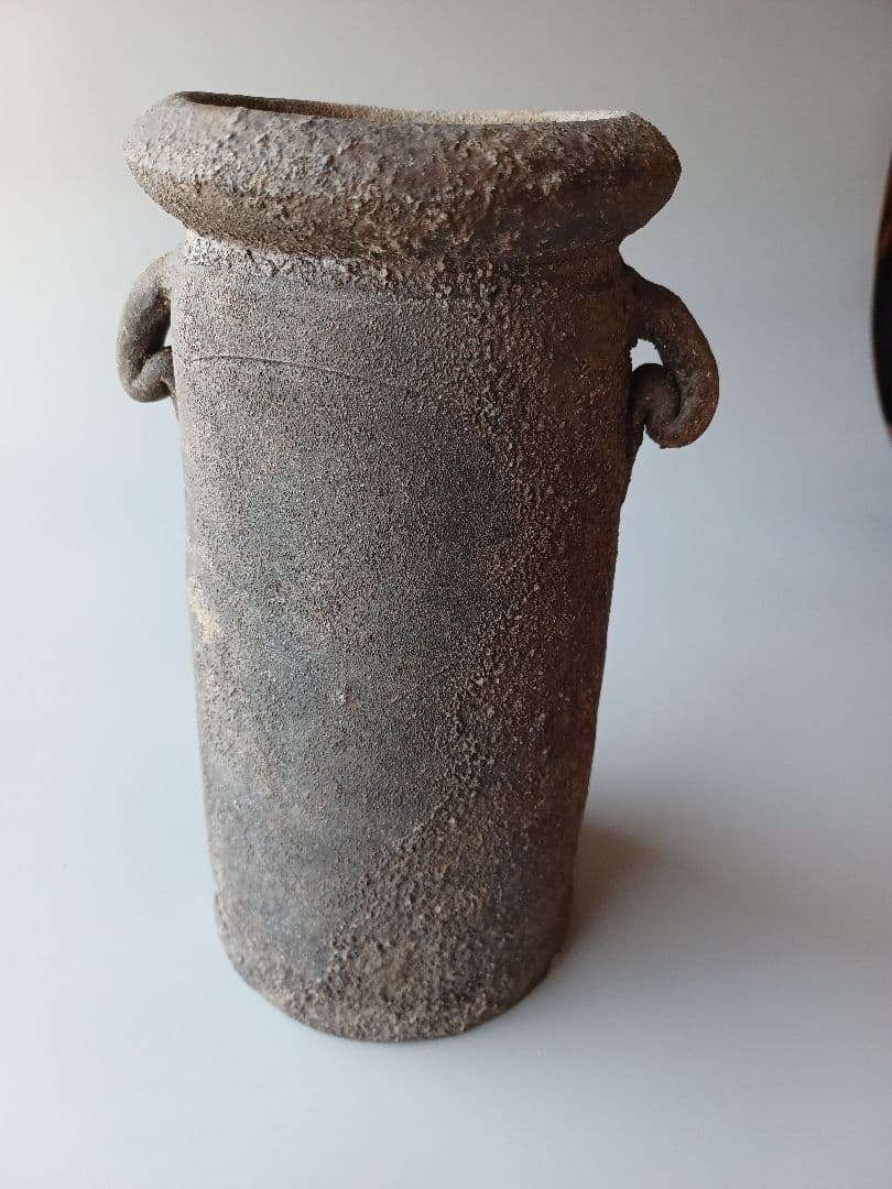 備前焼　花入　花瓶　山本宗秀作　備州窯　茶道具　茶道　土味　力強い感じ　耳付