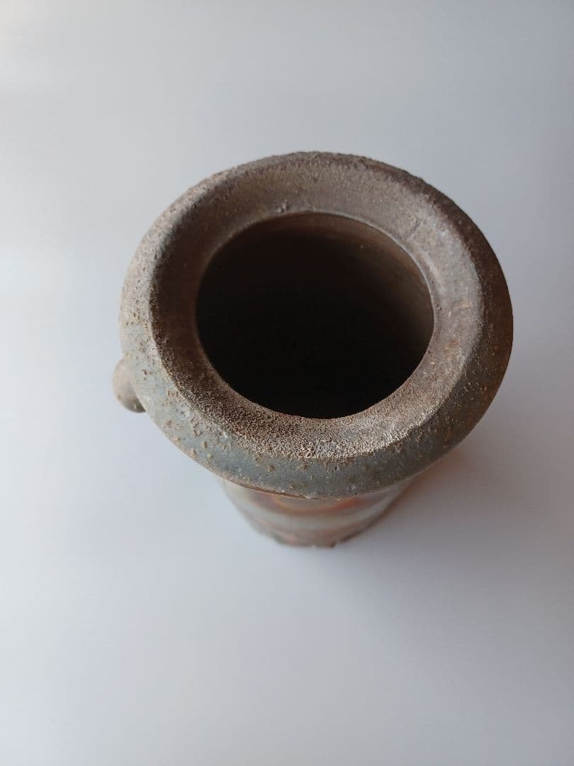 備前焼　花入　花瓶　山本宗秀作　備州窯　茶道具　茶道　土味　力強い感じ　耳付