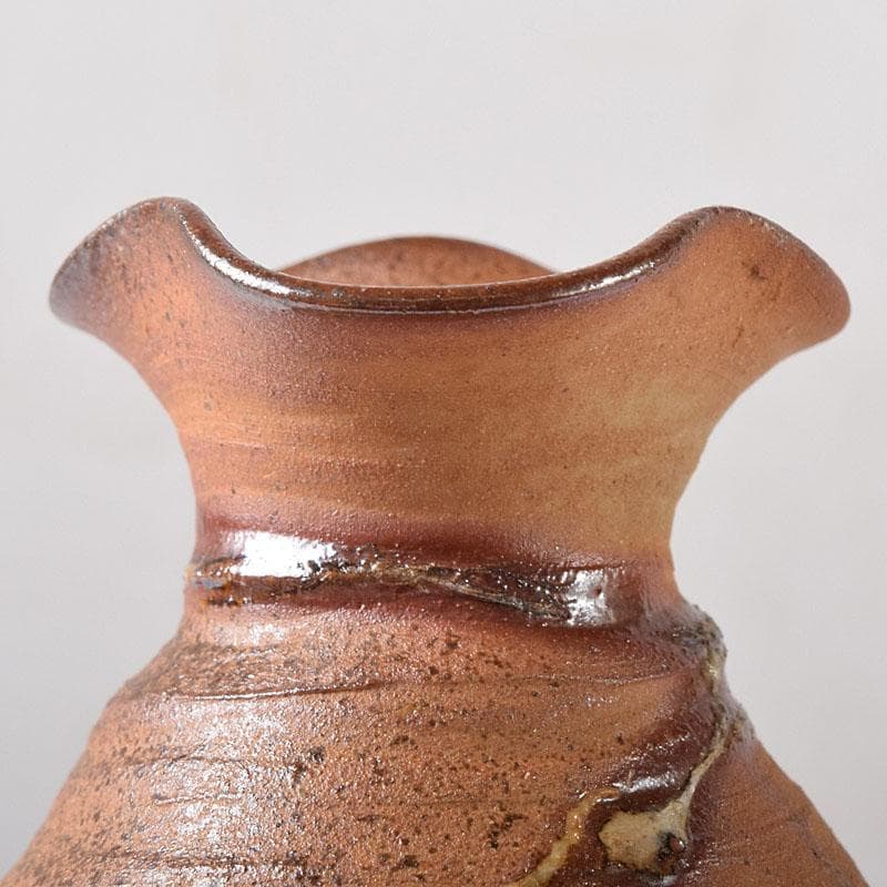 備前焼　花口徳利　在印　円能斎好み　極め時代箱　N　R8320