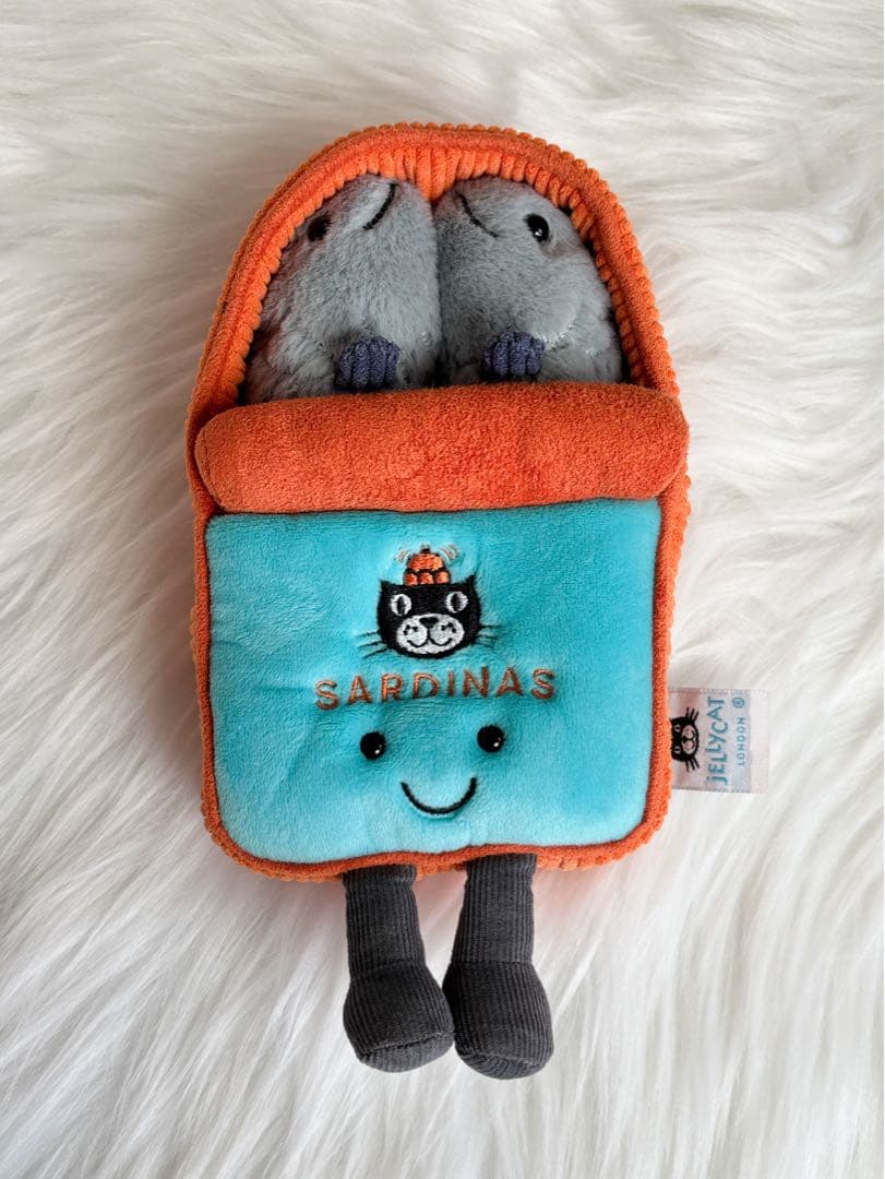 新品　ジェリーキャット　オイルサーディン　缶　ぬいぐるみ　ギフト袋付き