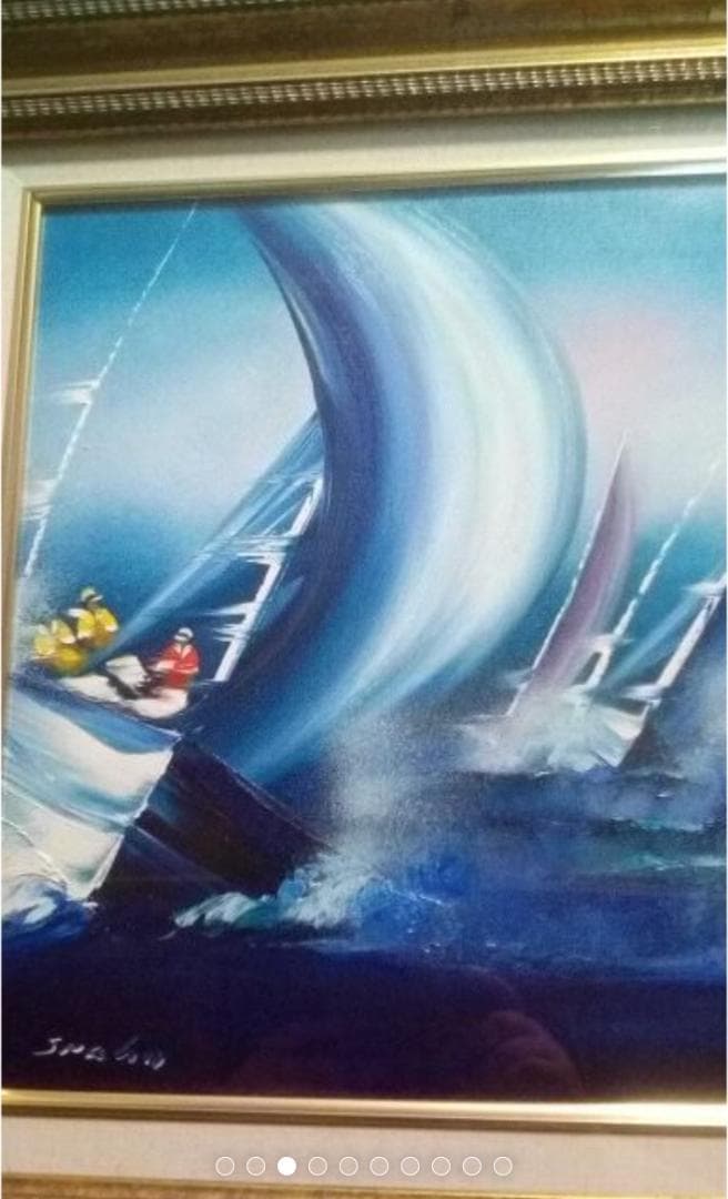 ビクトールスパン　真作ヨットレース油彩変形40号