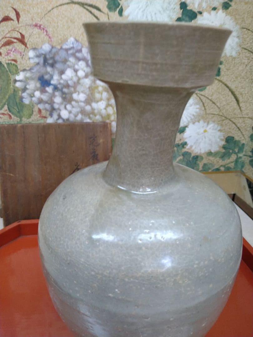 高麗青磁広口細首瓶 高麗時代前期 r5冬16