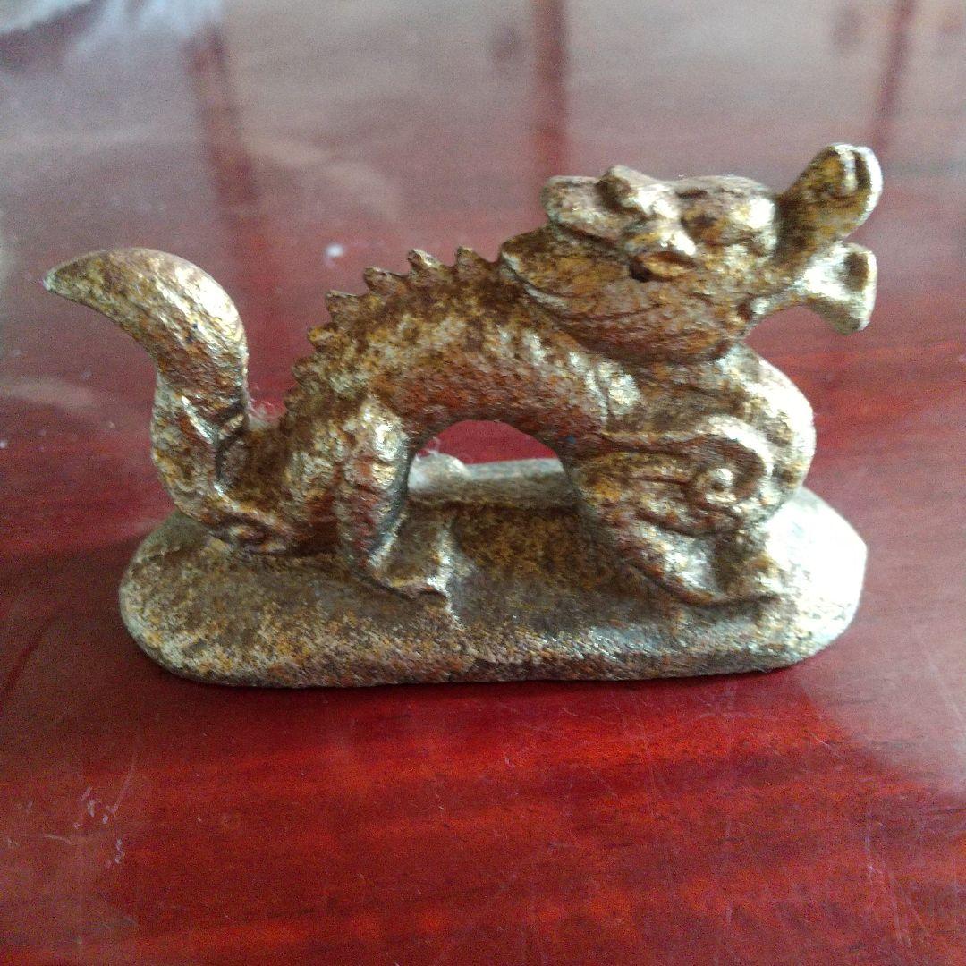 昭和レトロビンテージブロンズ色の金属製ドラゴン彫刻 装飾文鎮(コレクション)