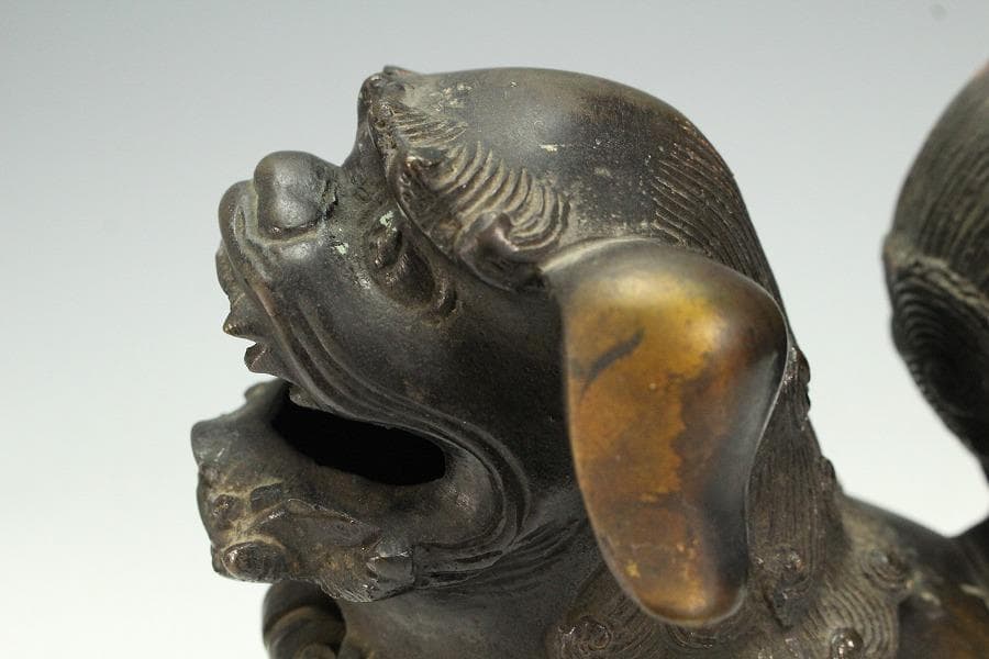 古銅 獅子 香炉 時代物(K-LC872)