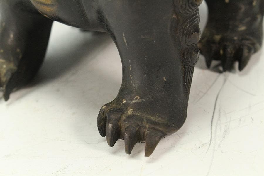 古銅 獅子 香炉 時代物(K-LC872)