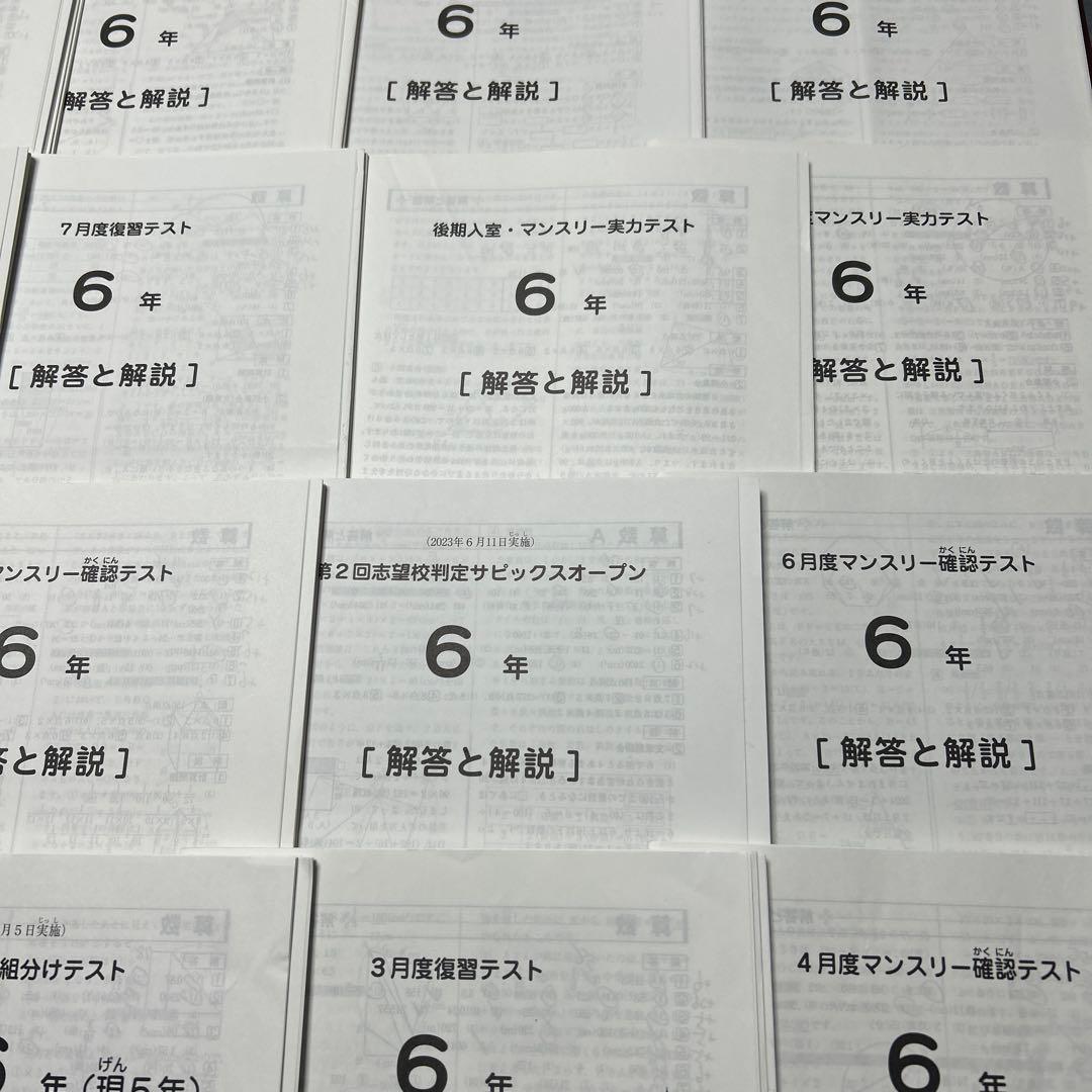 ㉓や　SAPIX サピックス　6年　マンスリー/組分志望校/合格力　テスト1年分