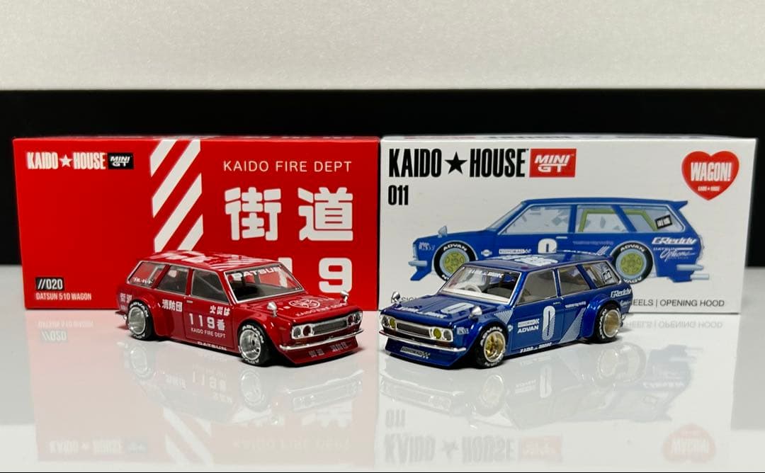 ぎゅな 1/64街道ハウス510ワゴン2台&スカイラインGT-R R34