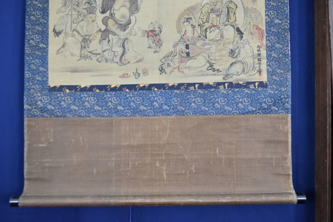 【真作】狩野探林守美/七福神/唐子図/掛軸☆宝船☆AB-333