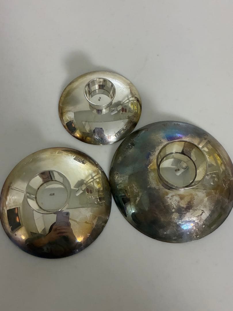 【純銀盃 3点まとめ】総重量208g 純銀製 ★純銀刻印 ★現状品　金属工芸