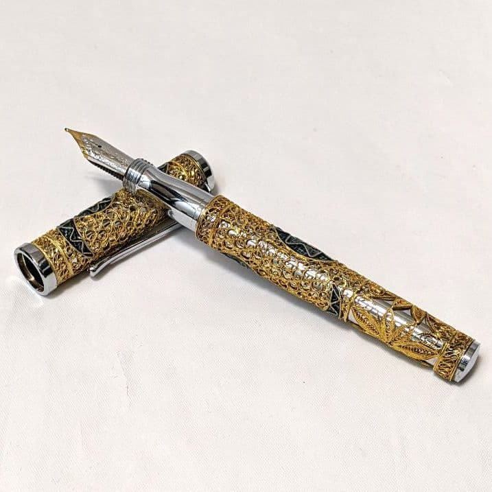 金星 GOLD STAR 万年筆 18K 750 ヘビ ゴールド グリーン 巳