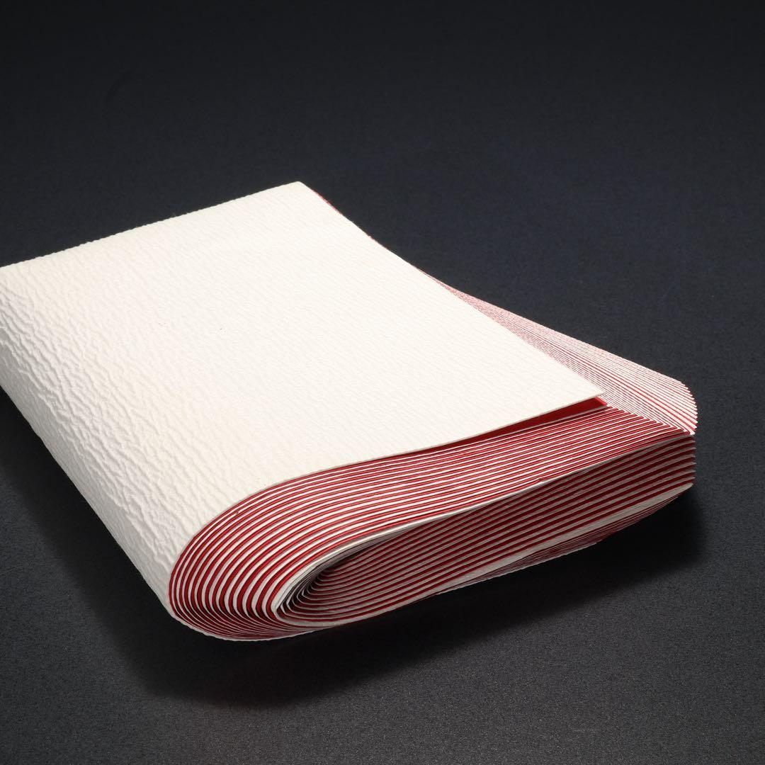 【茶道具】紙釜敷　檀紙　紅白　山崎吉左衛門　共箱　R1660ラ2