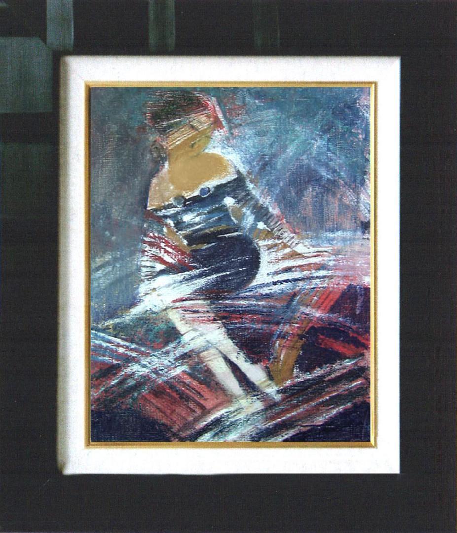 油絵 菅家令子 絵 絵画 インテリア 額付(銀) F4-92023 女性像