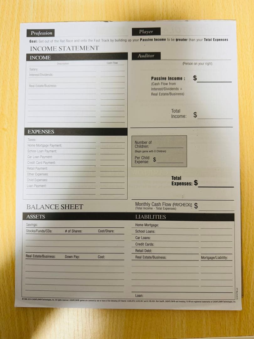 【美品】CASHFLOW 101 英語版 キャッシュフローゲーム