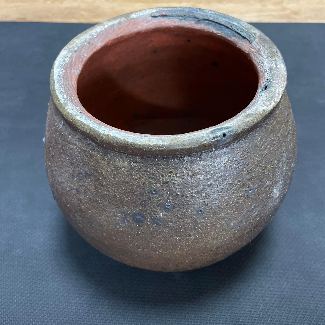 中川伊作　知花南蛮焼き　サンゴ窯変　花いけ　水指　金彩　沖縄