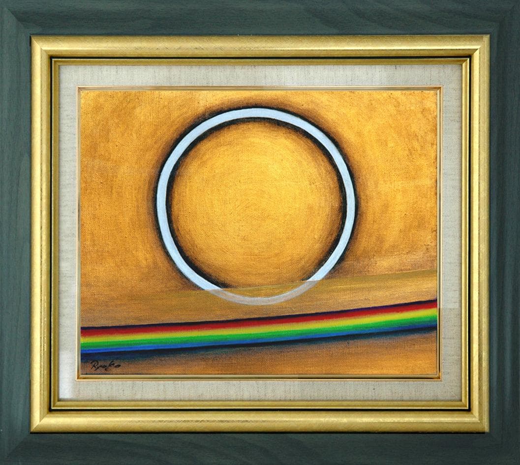 油絵 菅家令子 絵 絵画インテリ 額付(黒) F3-G142023 風景祈り希望