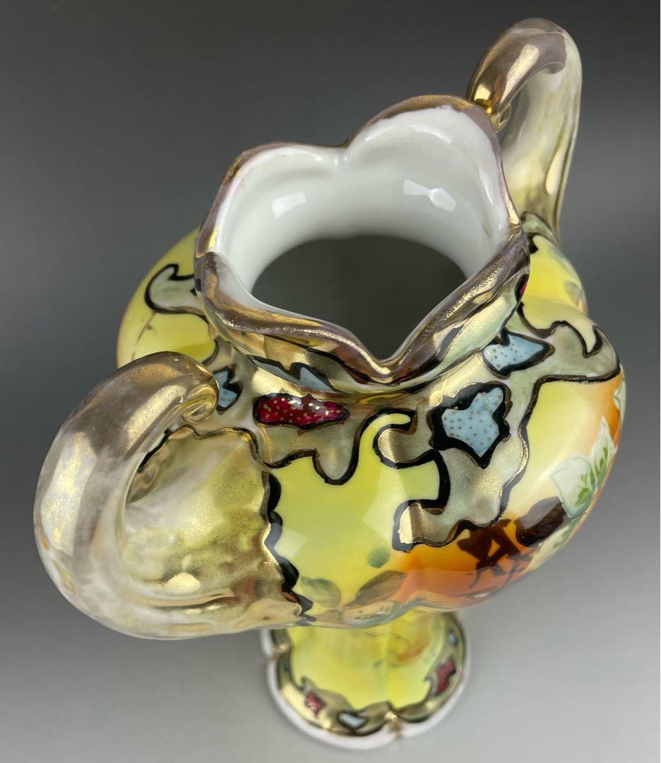 【大型】オールドノリタケ ２８．７cm 薔薇紋花瓶 金彩 金盛り マッスル