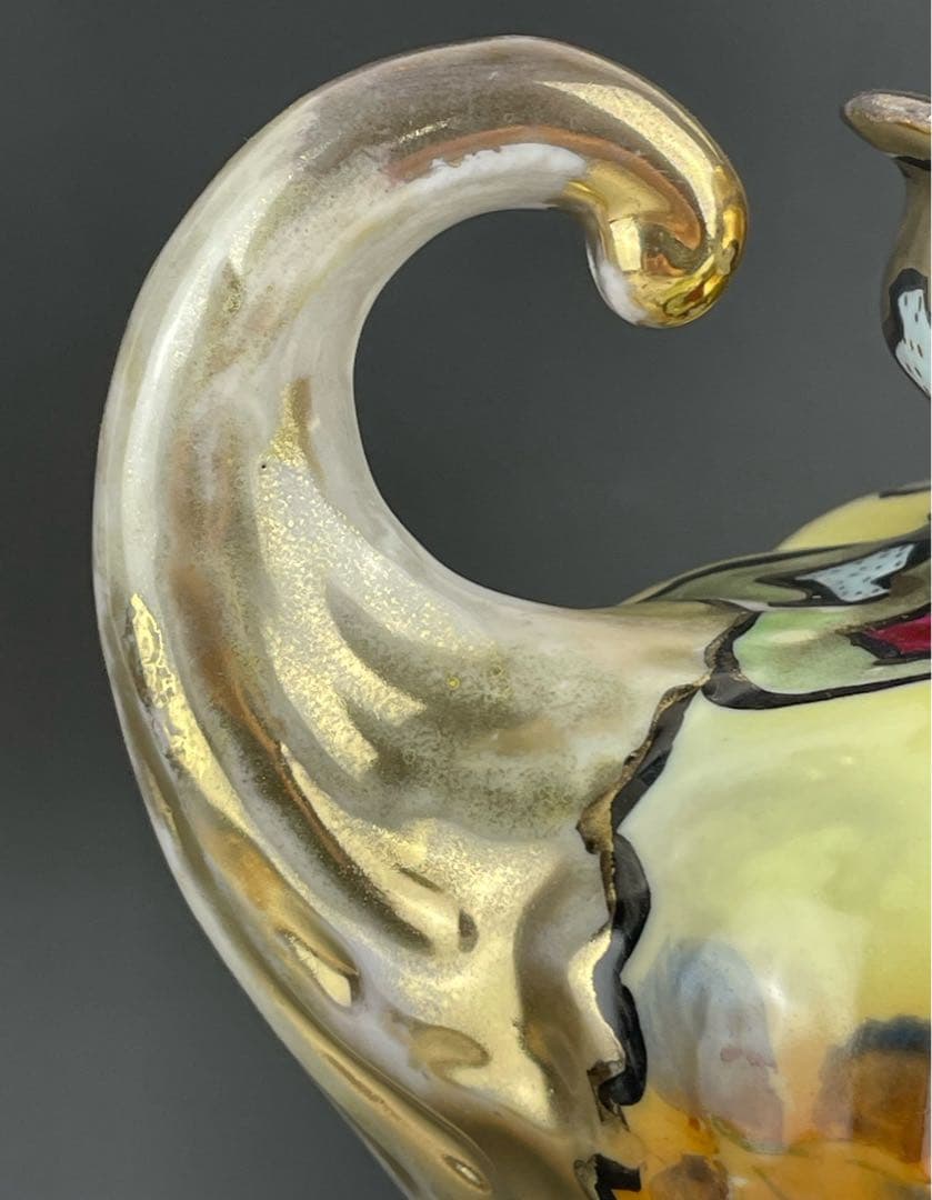 【大型】オールドノリタケ ２８．７cm 薔薇紋花瓶 金彩 金盛り マッスル