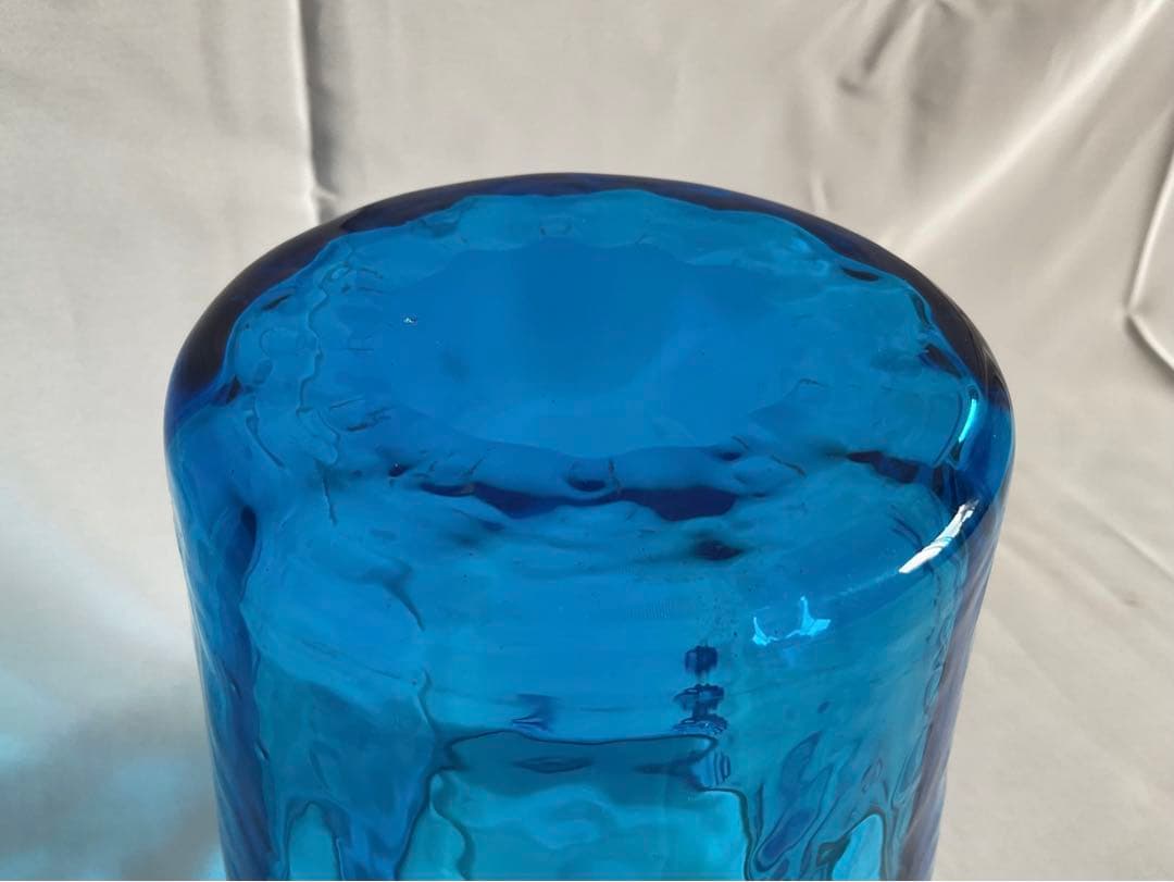 美しいブルーガラスのアイスペール「マドラー付き」