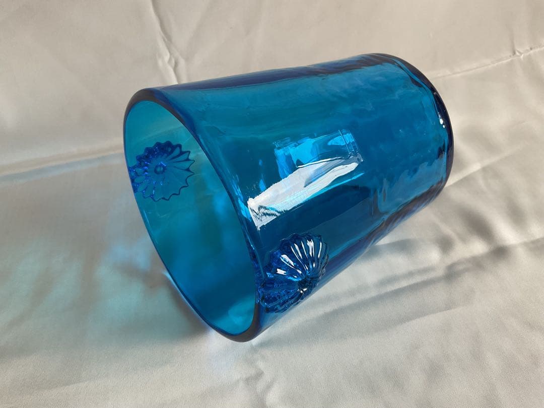 美しいブルーガラスのアイスペール「マドラー付き」