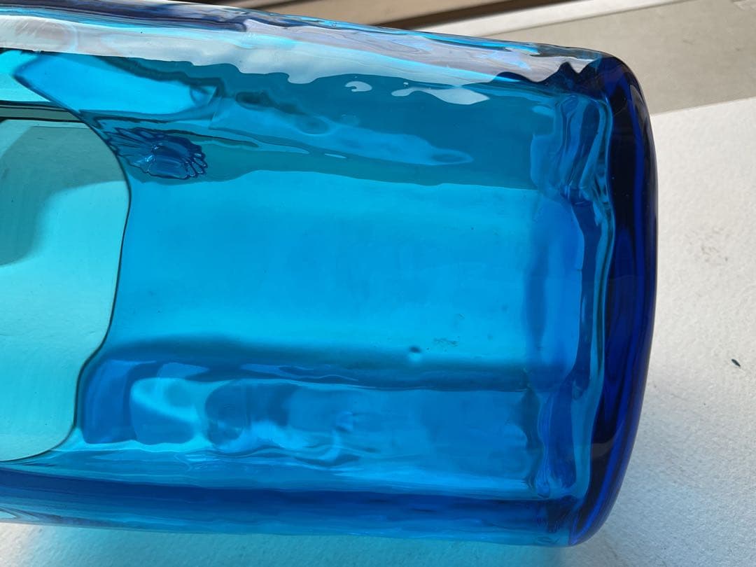 美しいブルーガラスのアイスペール「マドラー付き」