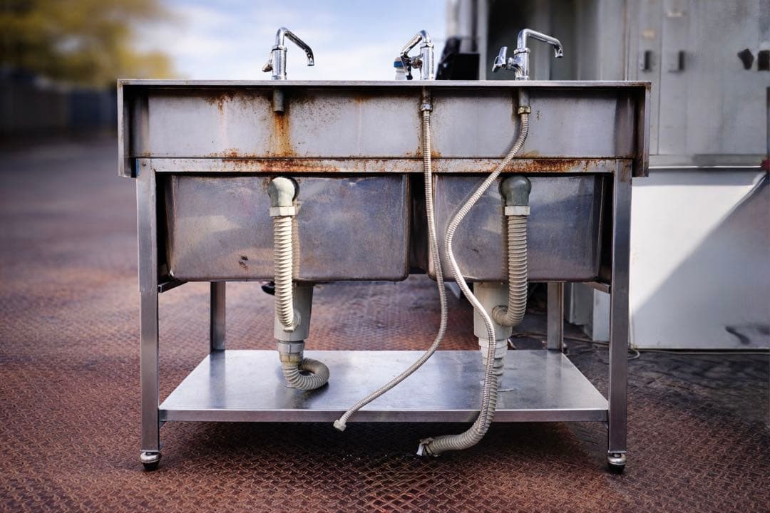 業務用 ステンレス 2槽シンク 流し台 幅100×奥行60×高さ94cm 厨房用