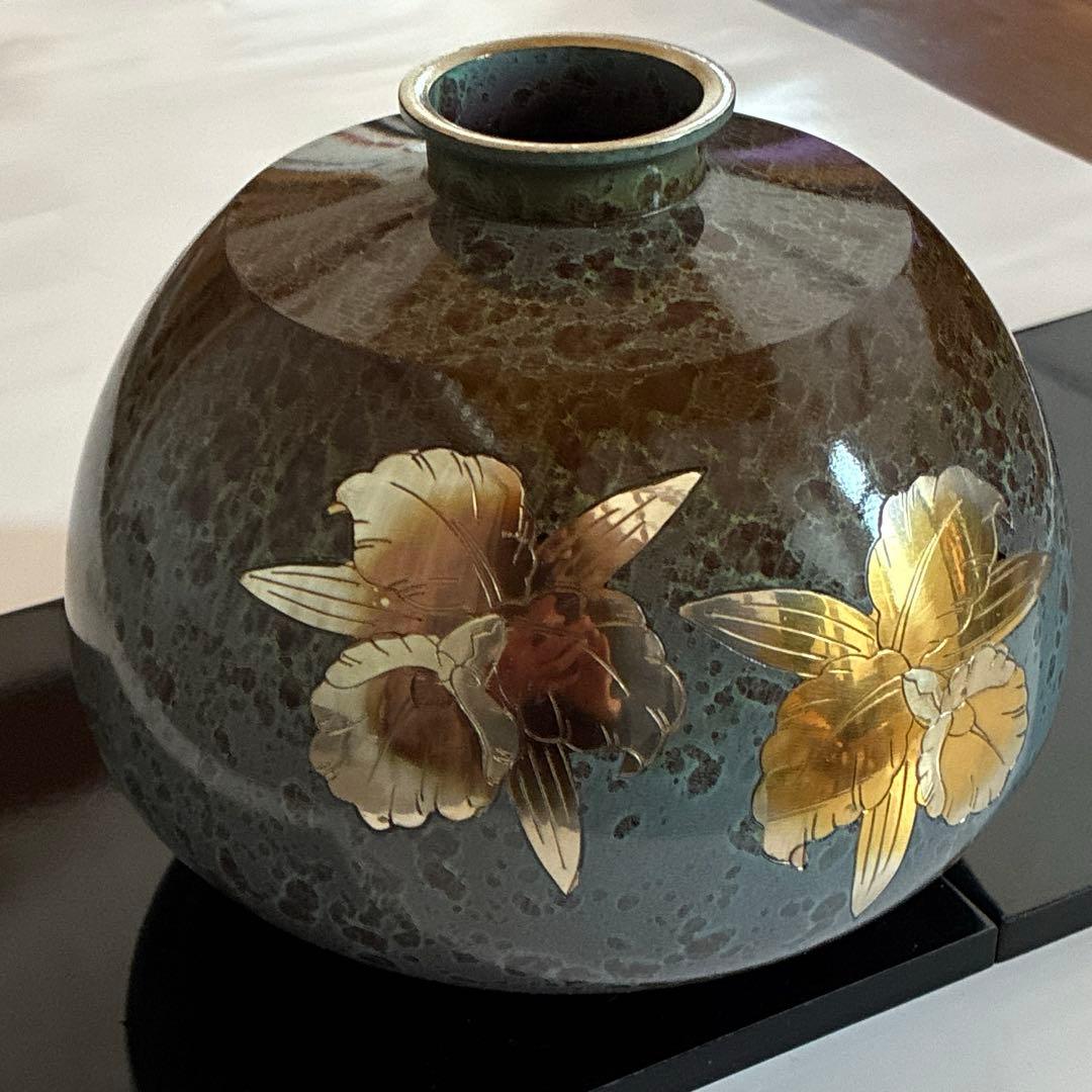 【加賀象嵌(ぞうがん)】　花入　 　　金沢　伝統工芸の美　骨董