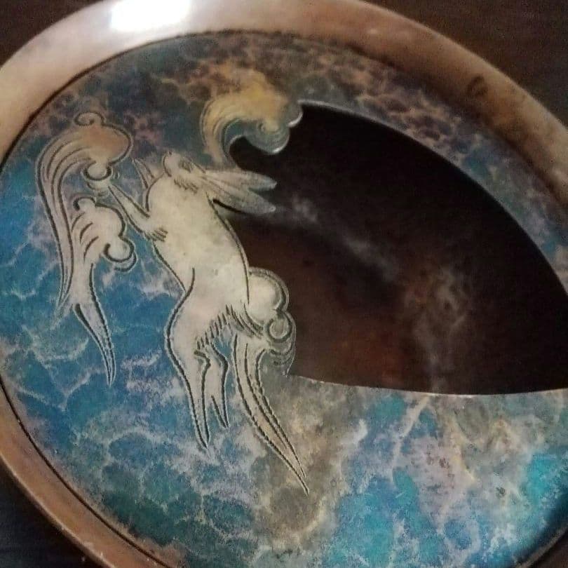 逸品　玉川堂　鎚起銅器　兎図紋　香炉　花活け　灰皿　和骨董　アンティーク