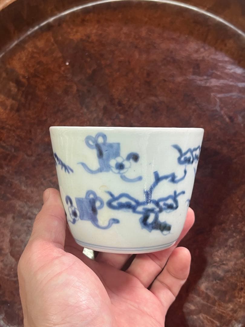 希少　古伊万里　蕎麦猪口　散らし　大振り　松竹梅　柿右衛門　珍品　モダン　民藝